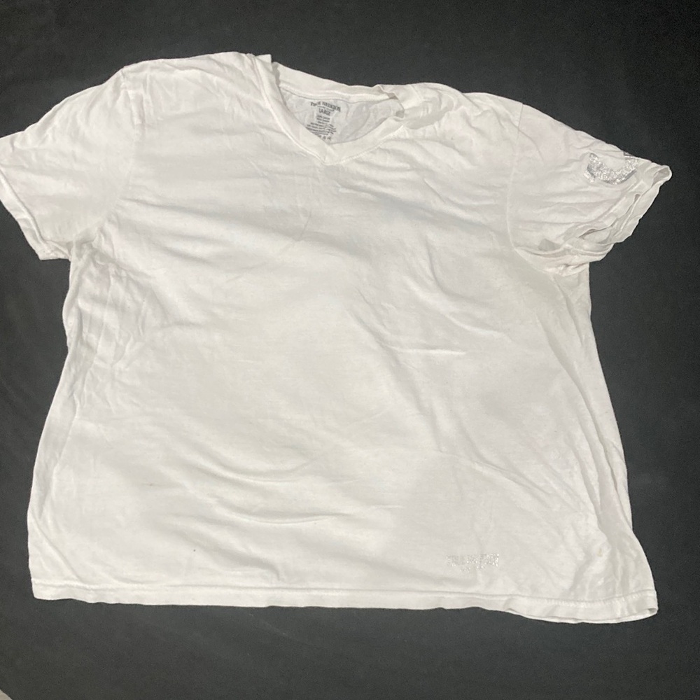 True Religion White Cotton V-Neck Tee
